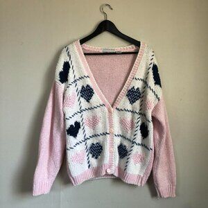 vintage heart grandma knit cardigan